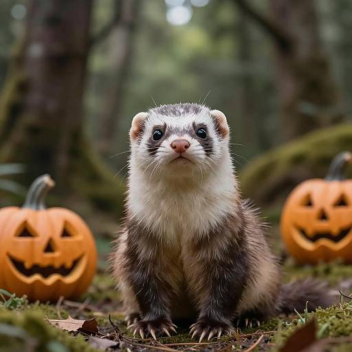 Cute Spooky Ferret-Owl in Lush Forest