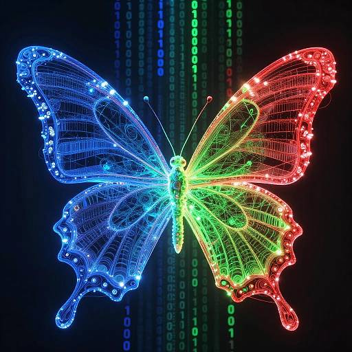 Digital Butterfly in Vibrant Binary