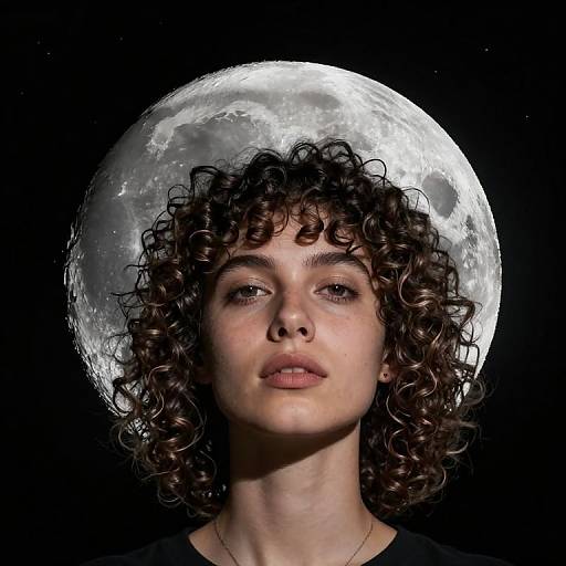 Serene Curly Hair Moon Face
