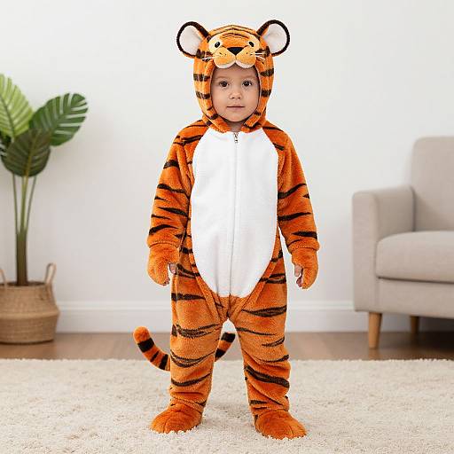 Adult in Tiger Onesie Costume