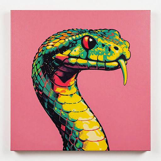 Andy Warhol-Inspired Vibrant Snake Head