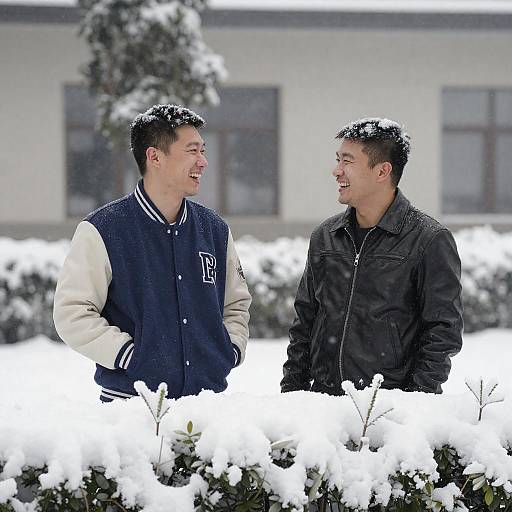 Friendship in a Snowy Winter Scene