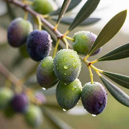 Close-Up of Dewy Olivastra Olives