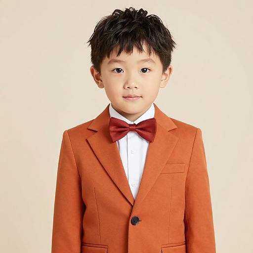 Boy in Orange Suit with Bow Tie
