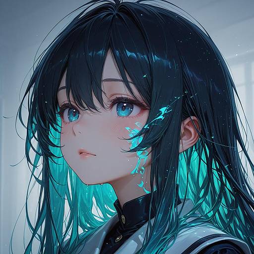 Amano Yoshitaka-Style Aurora Hair Portrait