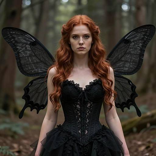 Ethereal Dark Fairy Portrait in Forest