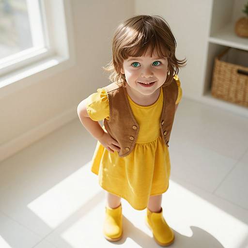 Cheerful Child in Sunlit Room