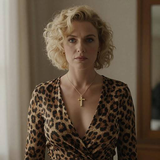 Portrait of Blonde in Leopard Dress