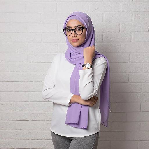 Confident Young Woman in Lavender Hijab