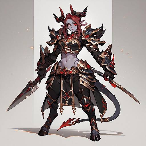 Anime Girl with Horns and Armor