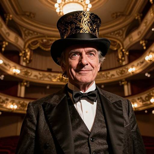 Hyperrealistic Magician Before Victorian Theater