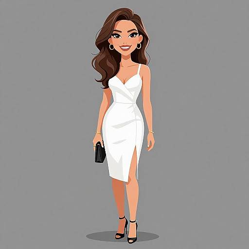Chic Woman in Elegant White Dress