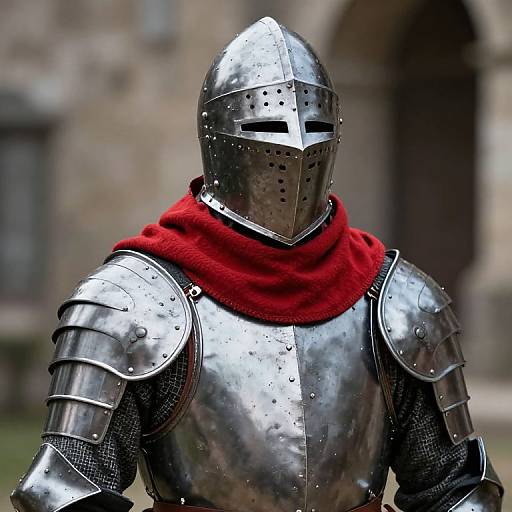 Medieval Armored Warrior with Red Scarf