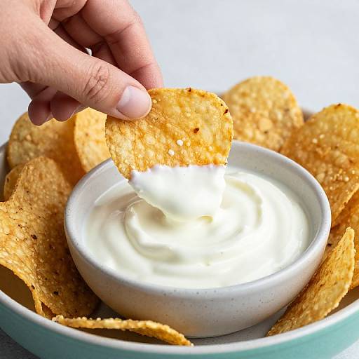 Golden Corn Chip Dipped in Cheese