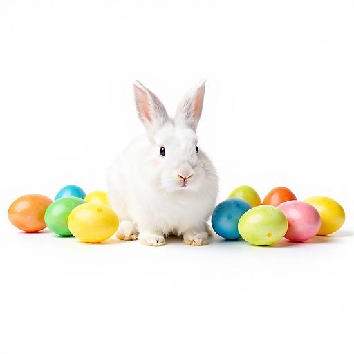 Cute Bunny with Colorful Easter Eggs