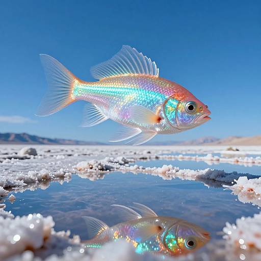 Luminous Fish Soaring Over Crystal Desert