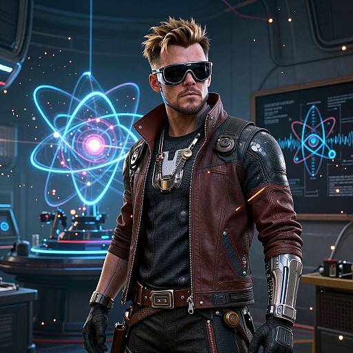 Cyberpunk Starlord in Futuristic Lab