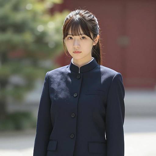 Young Woman in Traditional Japanese School Uniform