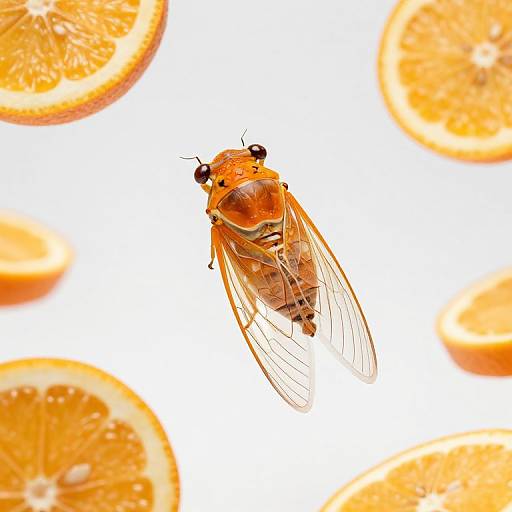 Radiant Cicada Among Citrus Slices