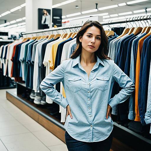 Woman Choosing Cotton Shirts