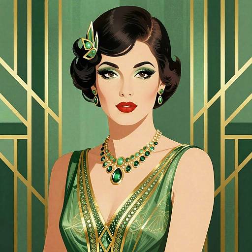 Elegant Art Deco Woman Illustration