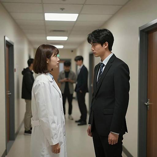 Man in Suit Meets Woman in Lab Coat