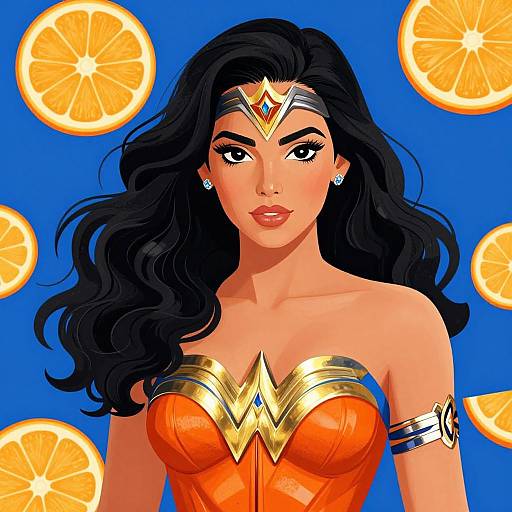 Vibrant Wonder Woman-Inspired Portrait