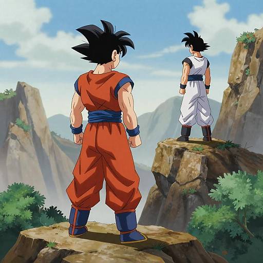 Anime Characters on Rocky Cliffs