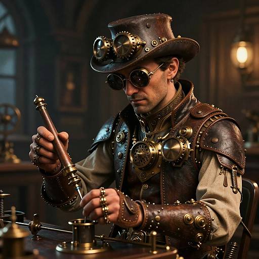 Ultra-Detailed Steampunk Inventor Portrait