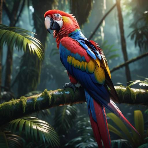 Elegant Scarlet Macaw in Amazon Jungle Elegant Scarlet Macaw in Amazon Jungle