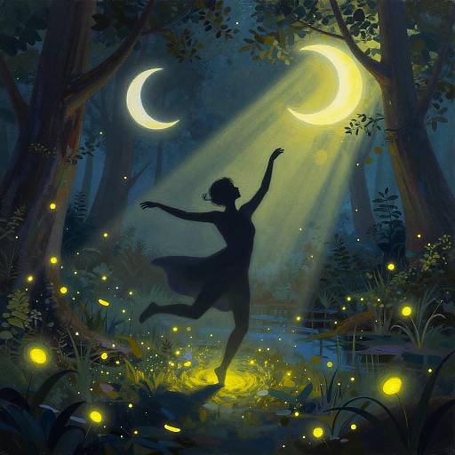 Ethereal Fireflies Over Serene Swamp