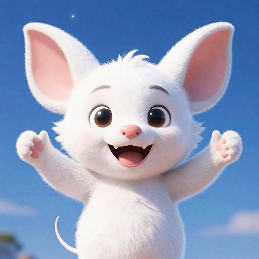Joyful CGI White Bat Character Design