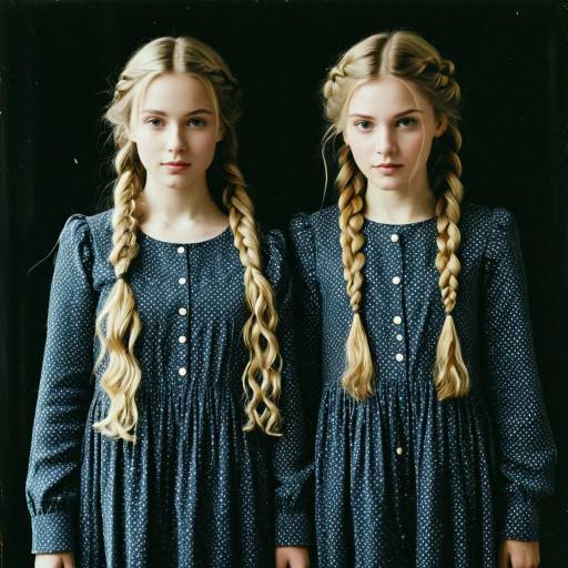 Blonde Girl with Twin Braids and Dress