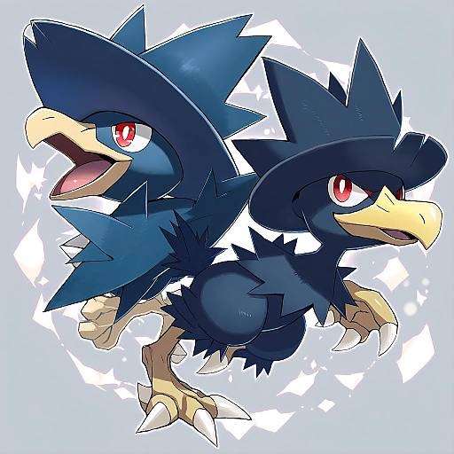 Illustration of Murkrow, pokemon in the style of Itou (onsoku tassha)