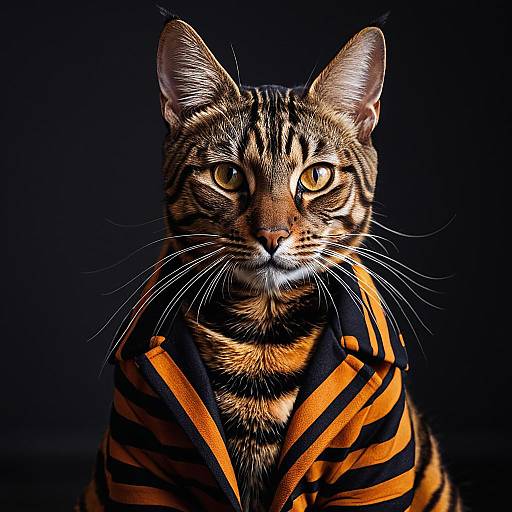 Toyger Cat Portrait in Striped Jacket
