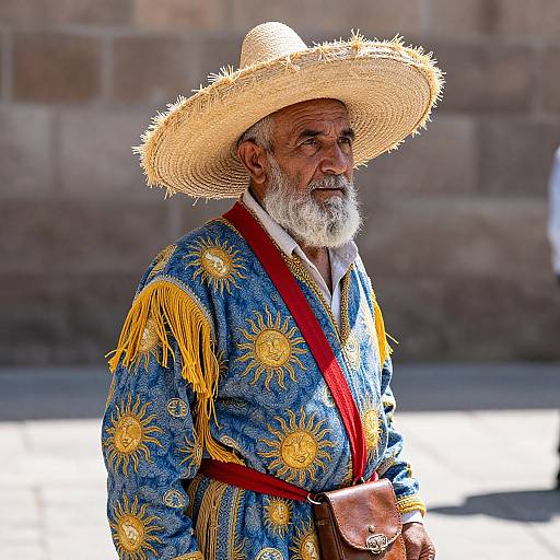 Elderly Man in Traditional Mexican Attire