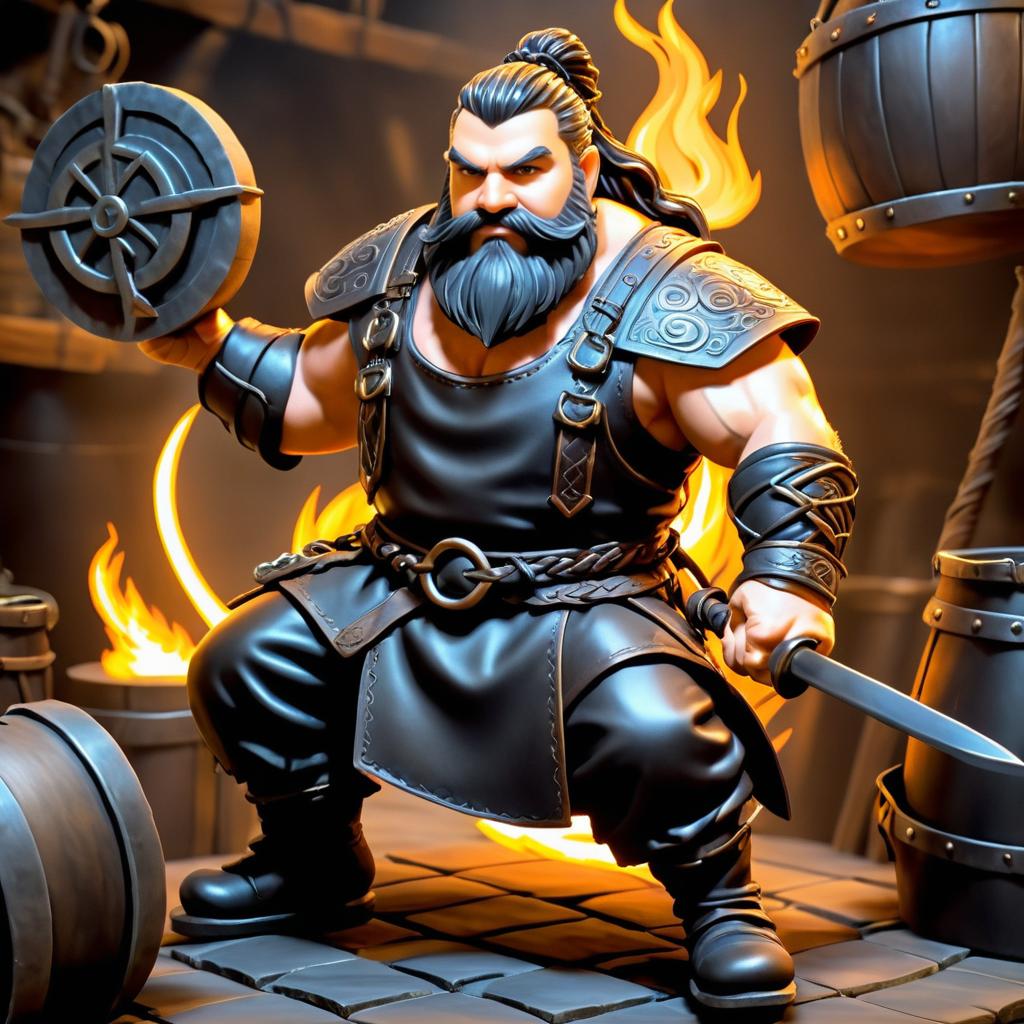 Dynamic Dwarf Blacksmith Fantasy Art