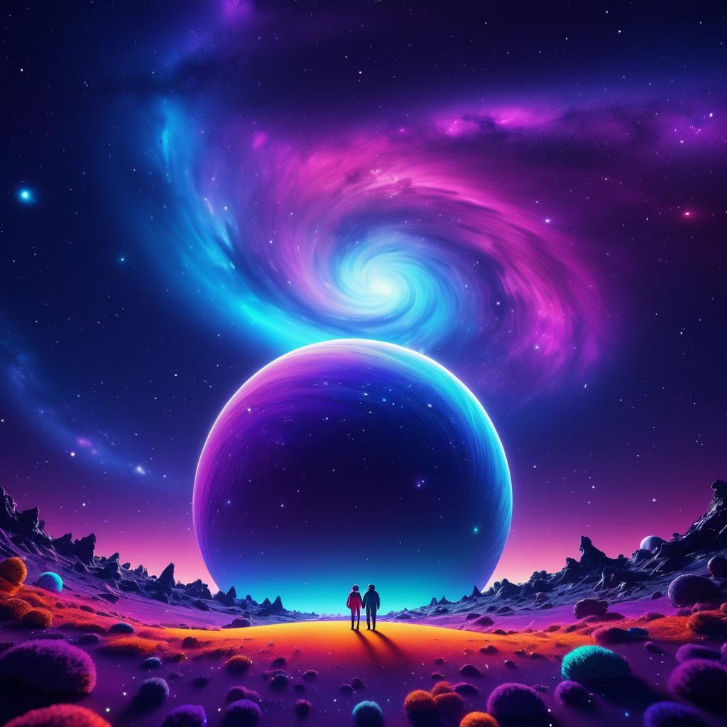 Vibrant Cosmic Scene: Together Alone