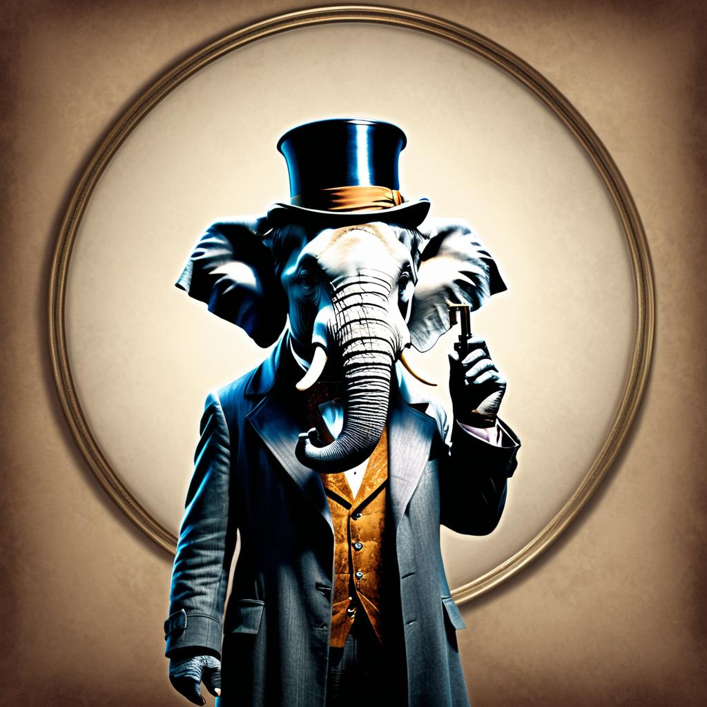 Whimsical Sherlock Holmes Elephant Portrait