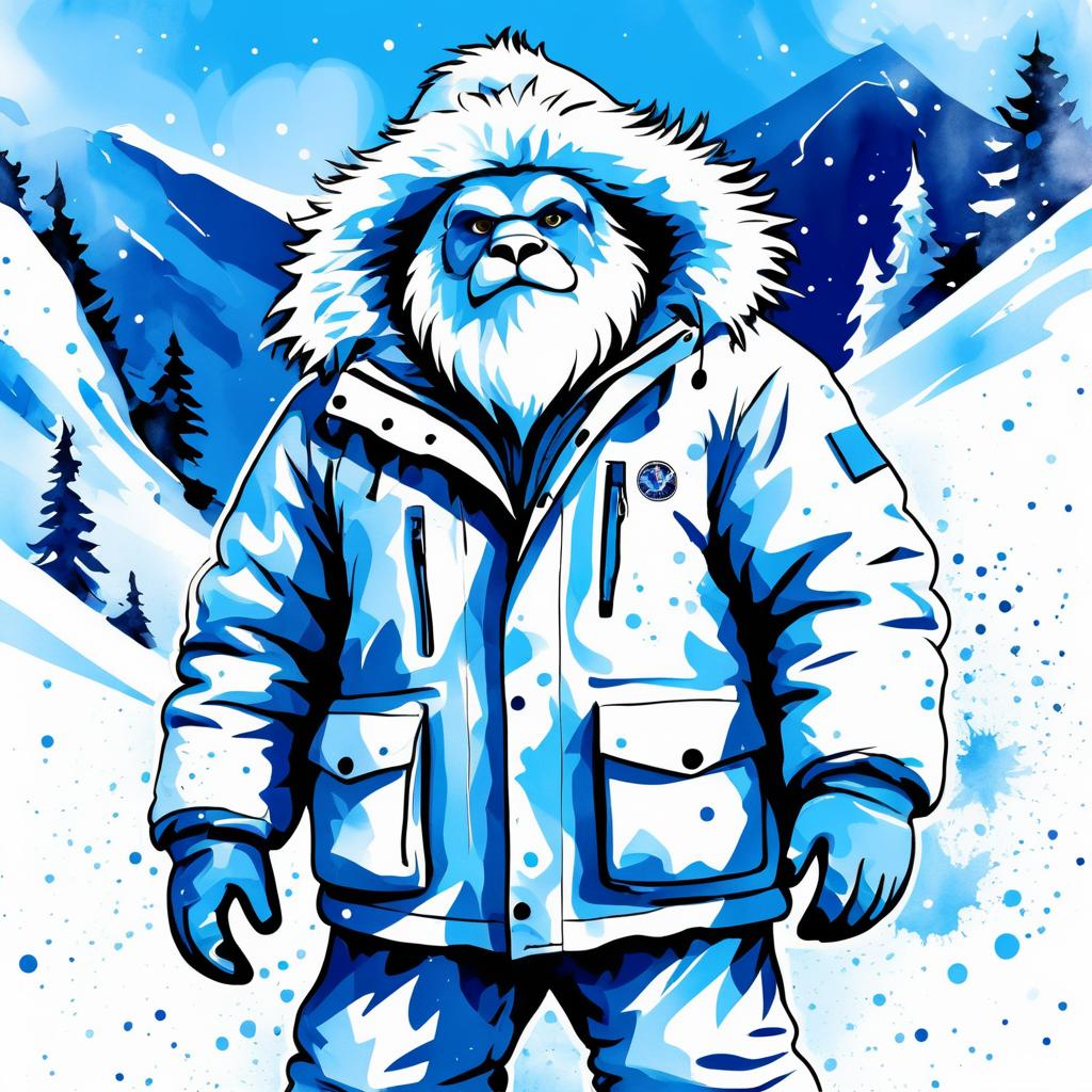 Vintage Yeti in Snow-themed Parka Art