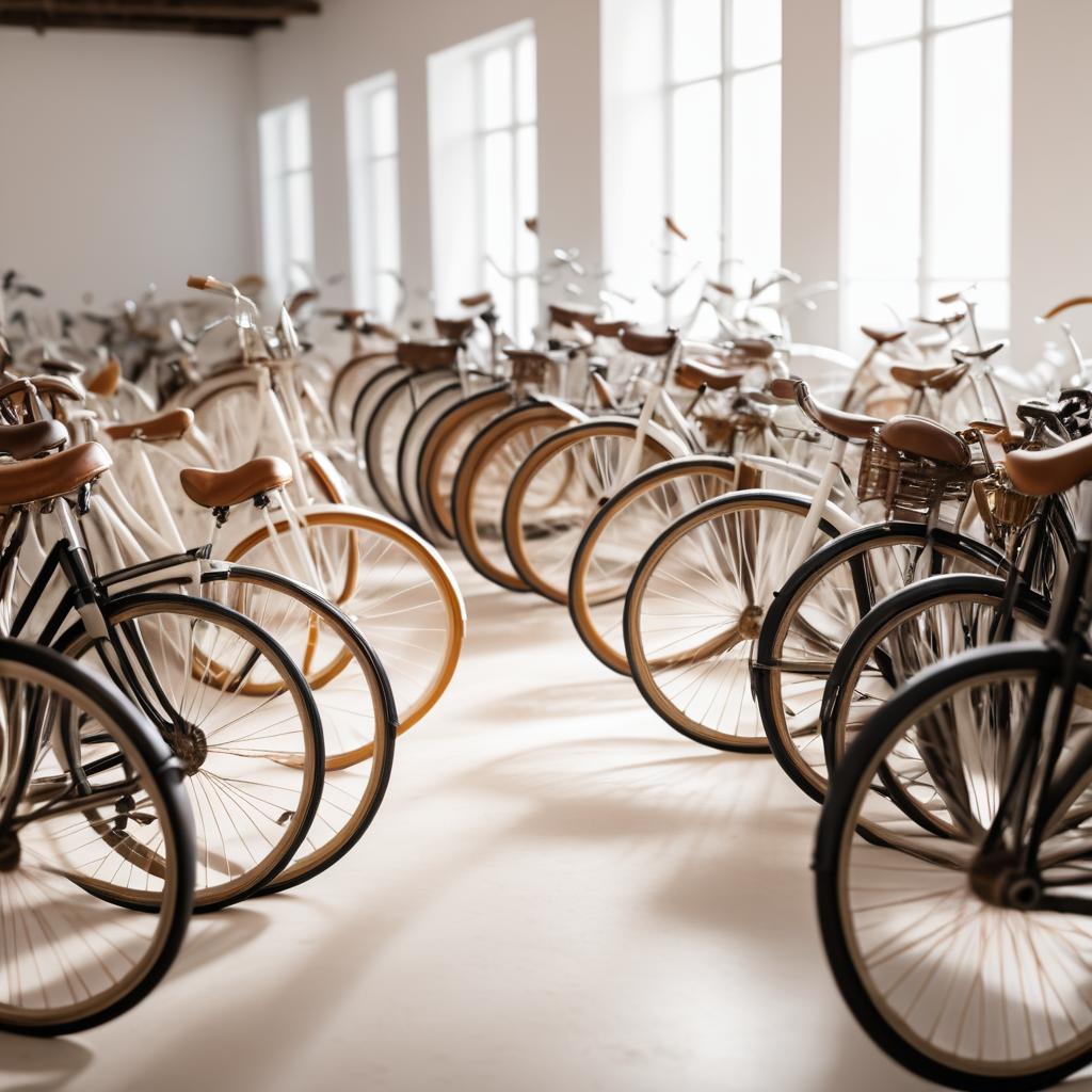 Vintage Bicycle Scene in White Space