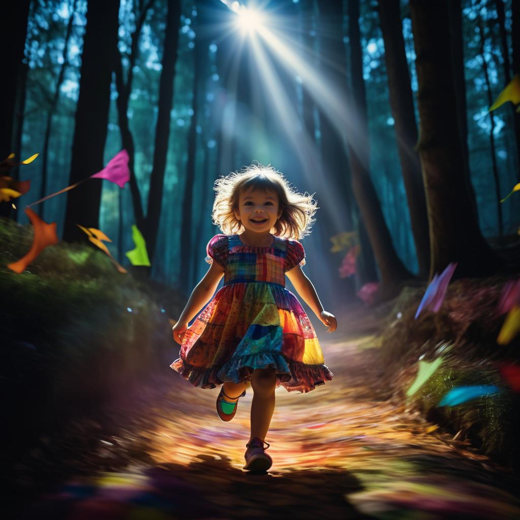 Joyful Child in a Creepy Forest