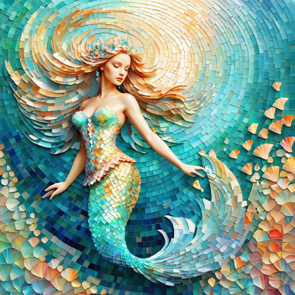 Colorful Mosaic Mermaid in Fantasy Style