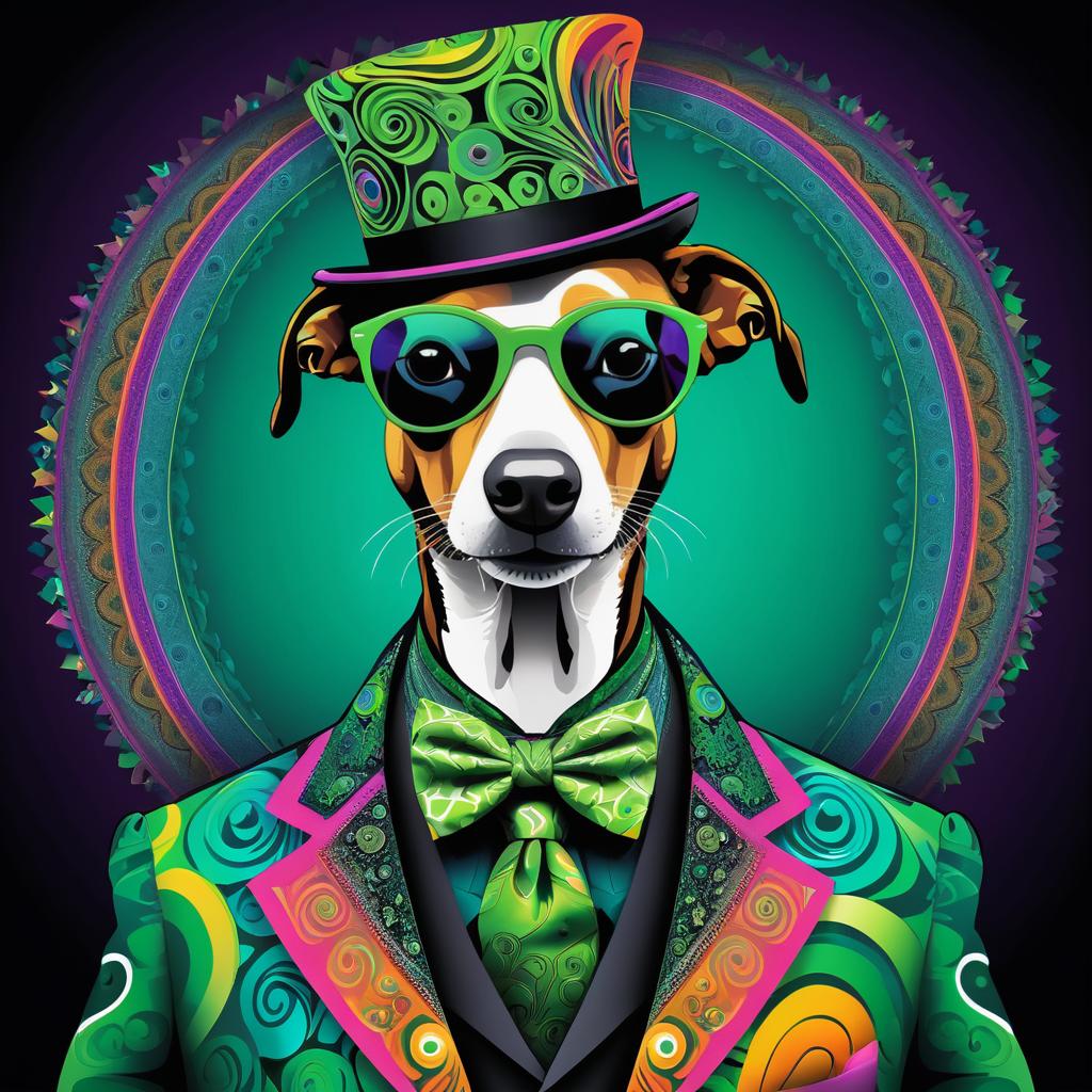 Psychedelic Whippet in Stylish Attire