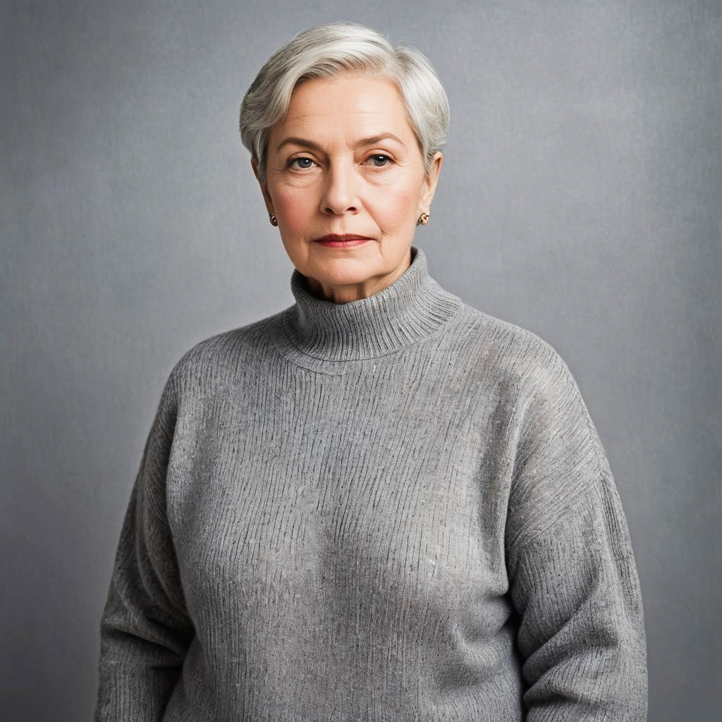 Elderly Woman in Cozy Studio Setting