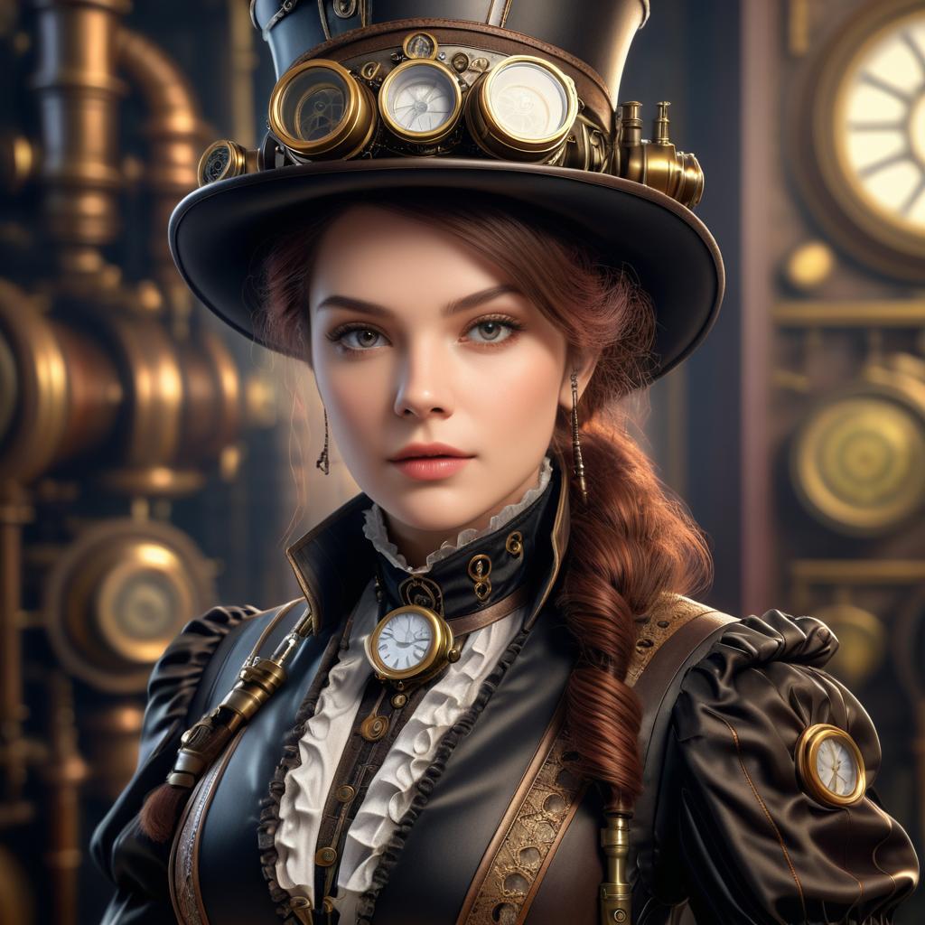 Victorian Steampunk Inventor Character Portrait