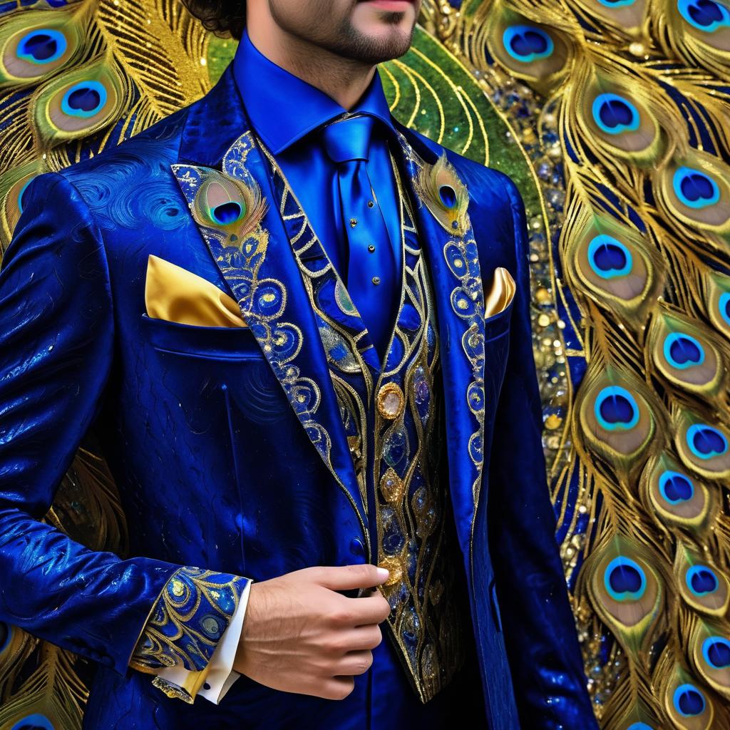 Elegant Peacock in Royal Velvet Suit