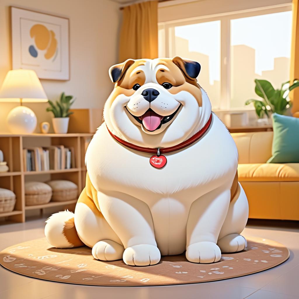 Charming Cartoon of a Plump Dog