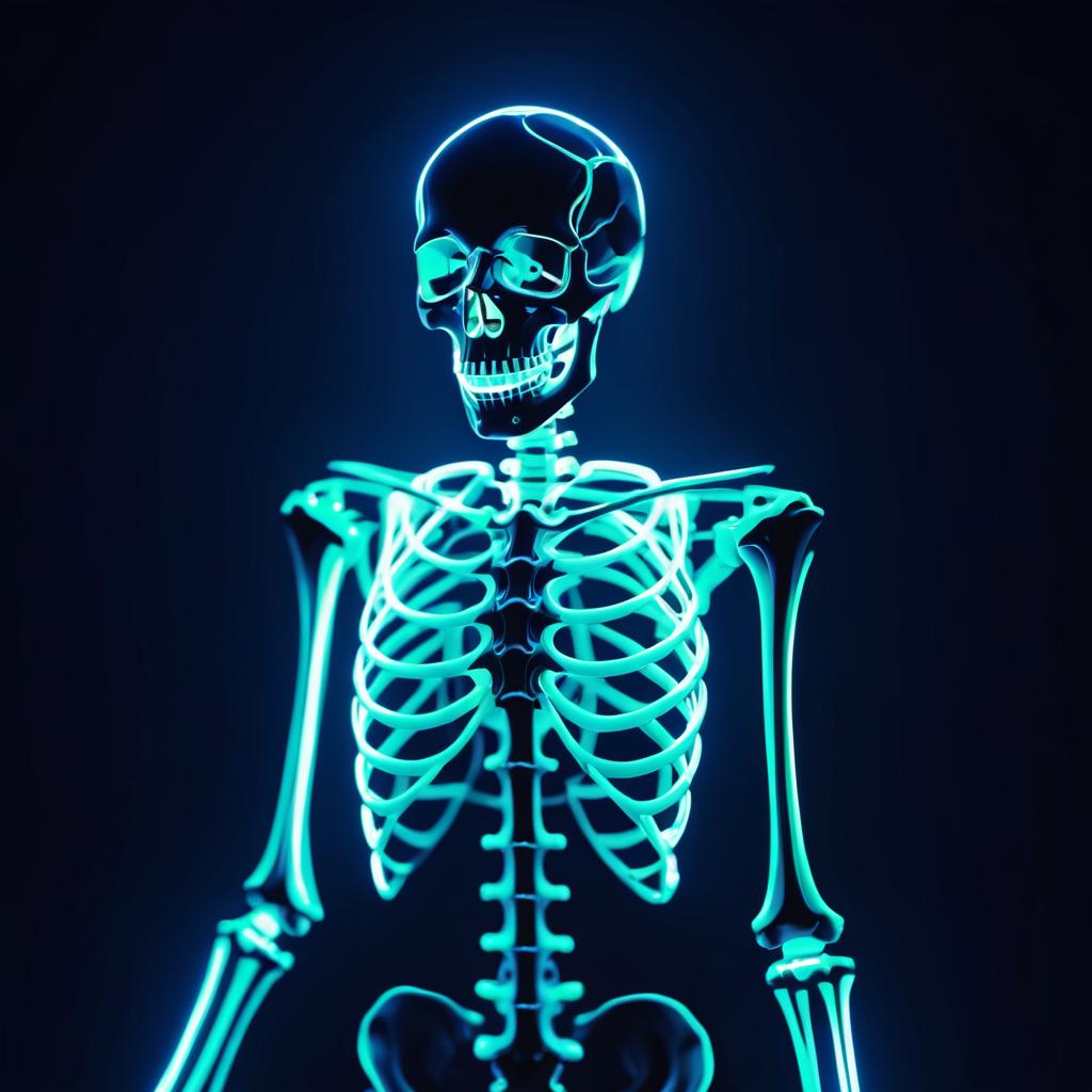 Eerie Skeleton with Luminous Bones