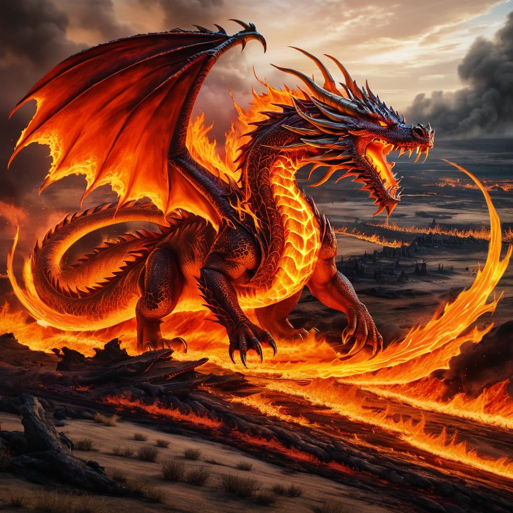 Dramatic Fire-Breathing Dragon Artwork